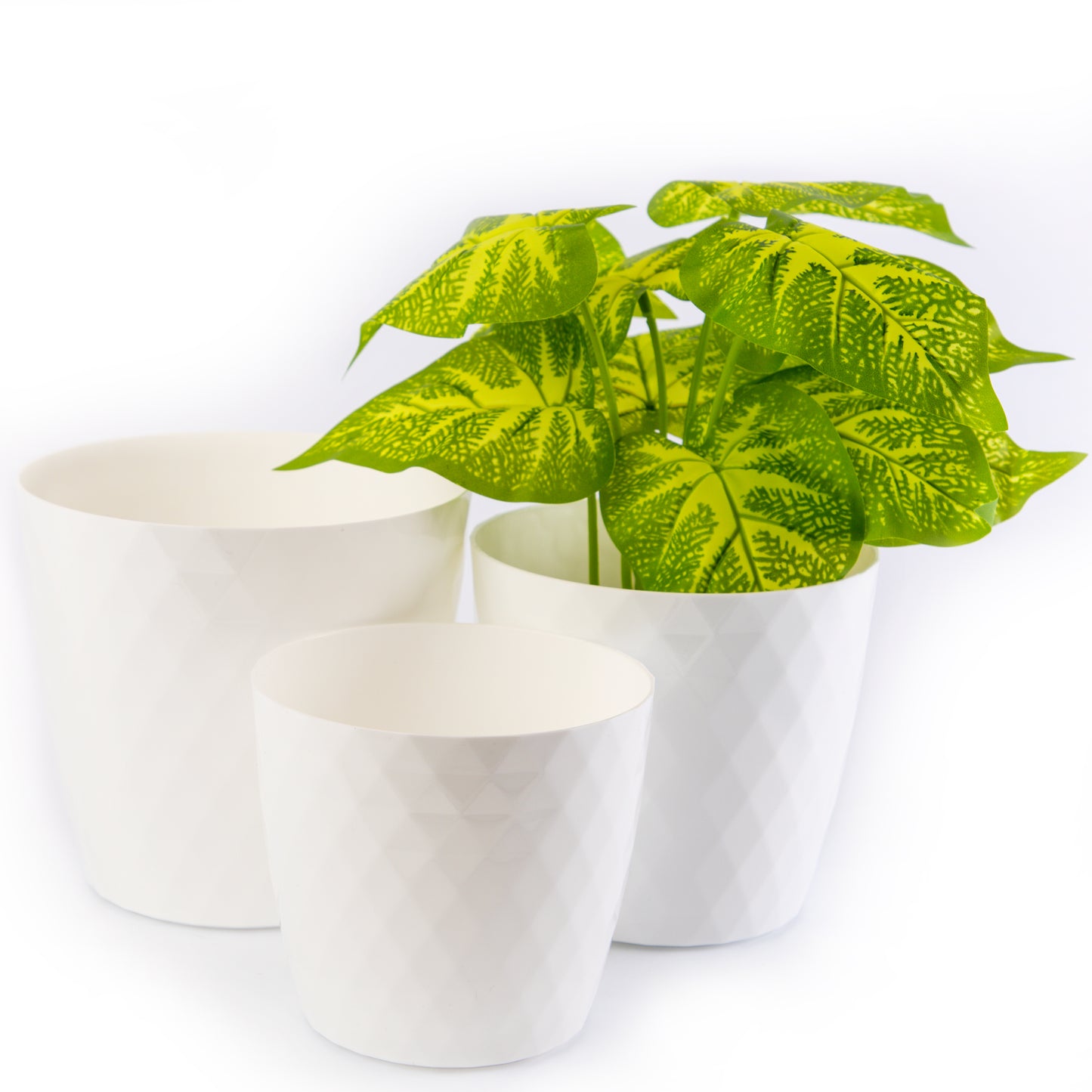 Crystal Plant Pots Set of 3 Sizes 14/16/18cm Plant Pot with Glossy Surface