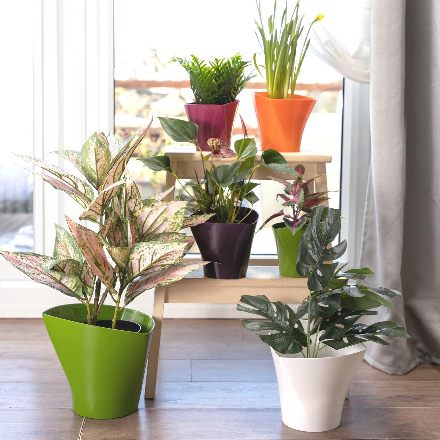 Plant Pots Indoor Twister  Set Of 5 Sizes 13/15/17/19/22cm
