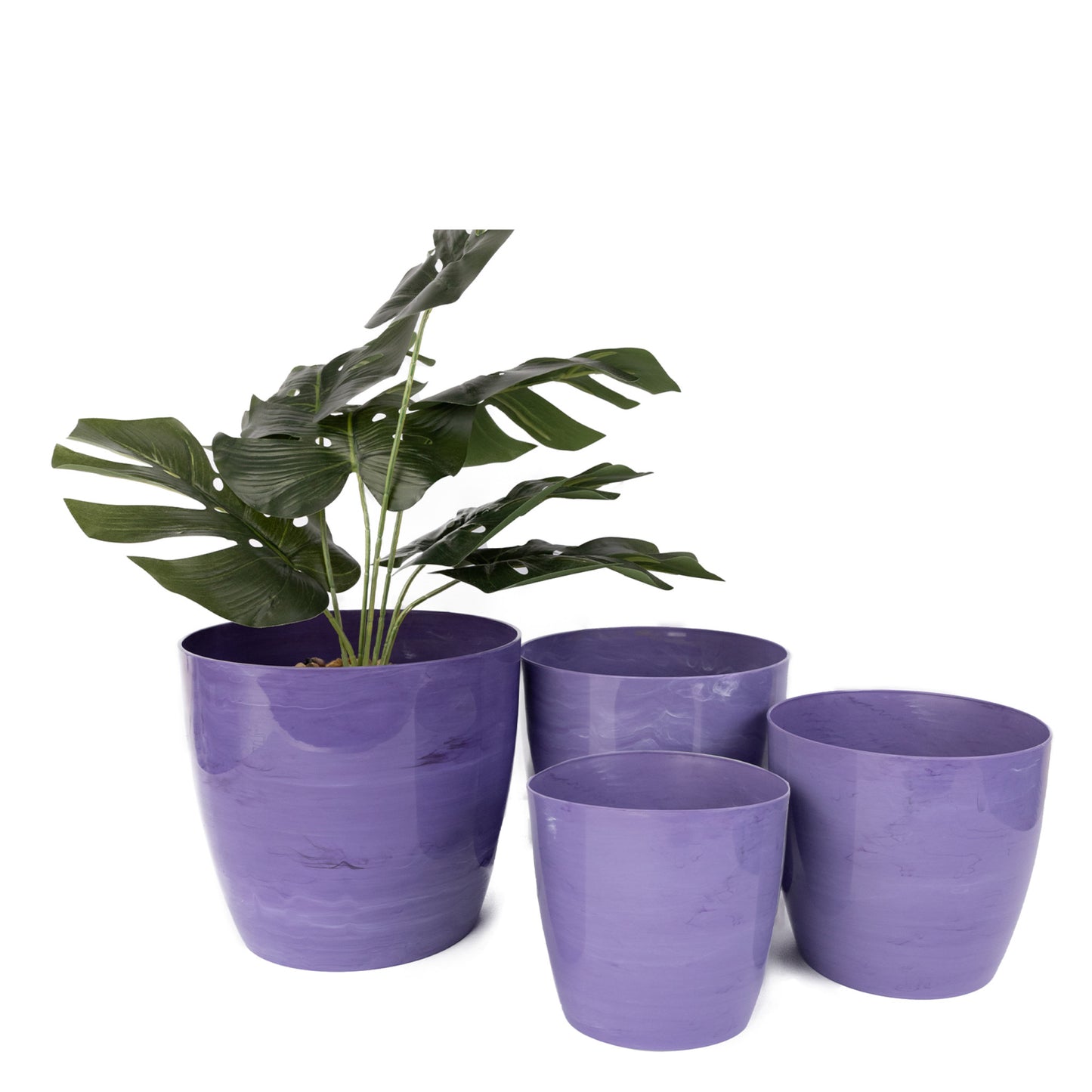 Plant Pots Indoor Marble Imitation Set Of 4 12/14/16/18cm Diameter