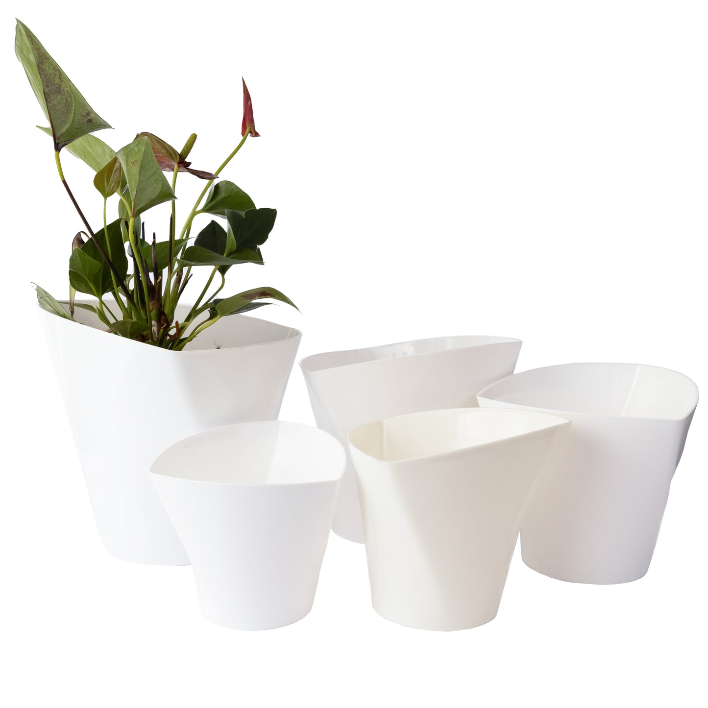 Plant Pots Indoor Twister  Set Of 5 Sizes 13/15/17/19/22cm