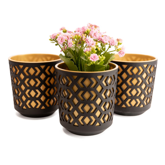 Plant Pots Indoor Mixed Set Of 3 Pot + Insert