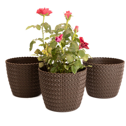 Plant Pots Indoor Knitted Set Of 3