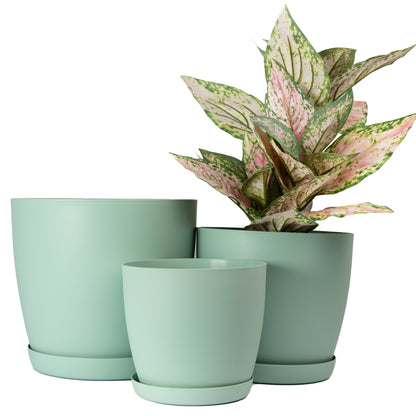 Plant Pots Indoor Matte Set of 3 Sizes 20/25/30cm – Large Plant Pot with Plant Saucer