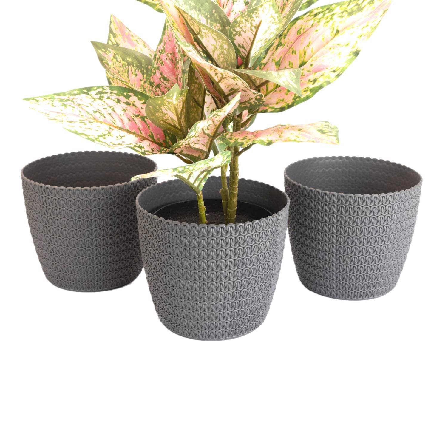 Plant Pots Indoor Knitted Set Of 3