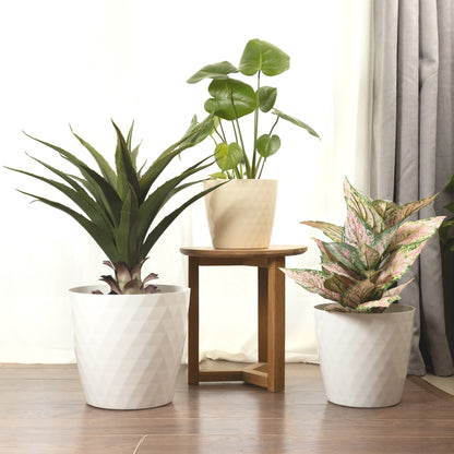 Crystal Plant Pots Set of 3 Sizes 14/16/18cm Plant Pot with Glossy Surface