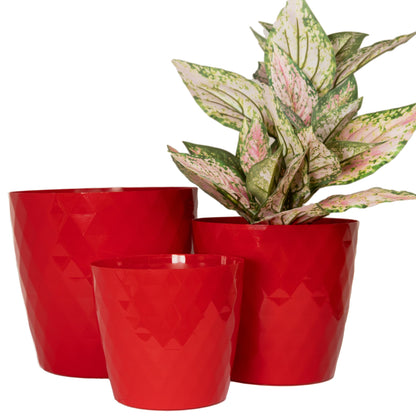 Plant Pots Indoor Set Of 3  Large Plant Pot with Glossy Crystal Surface