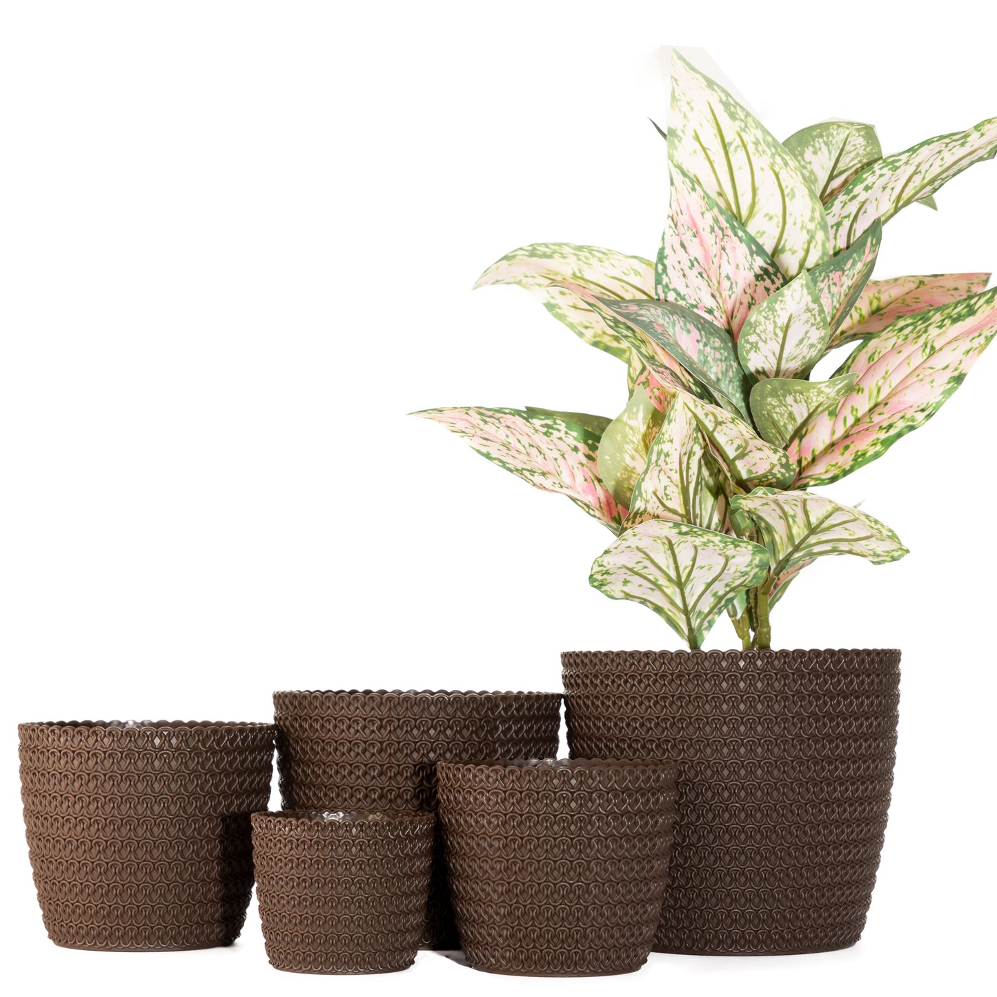 Plant Pots Indoor Jersey Set Of 5 Sizes : 11/14/16/18/21.5cm