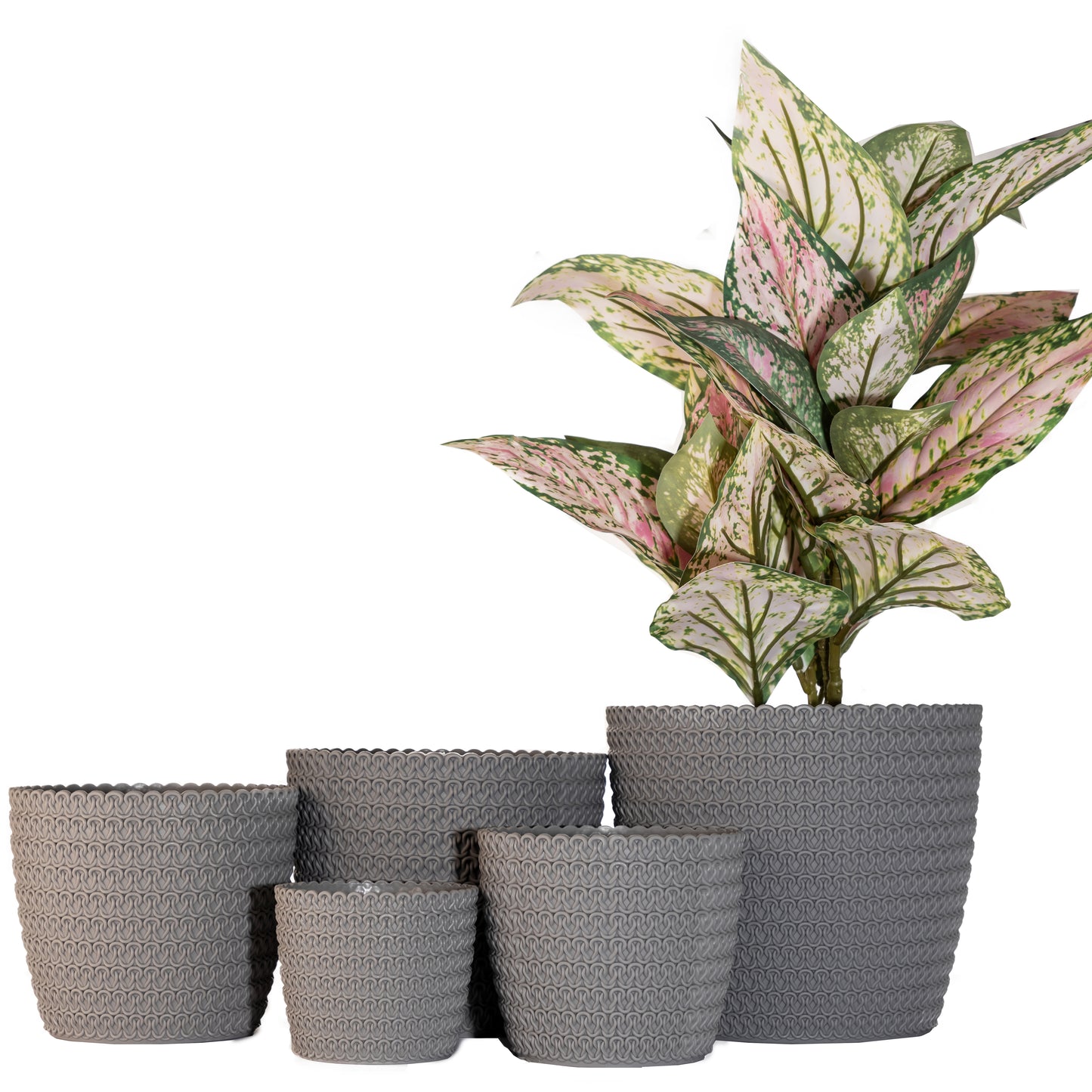 Plant Pots Indoor Jersey Set Of 5 Sizes : 11/14/16/18/21.5cm