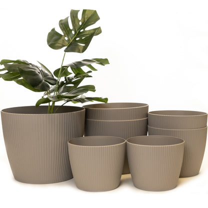 Plant Pots Indoor Striped Set of 7 Sizes 14/14/16/16/19/19/22cm