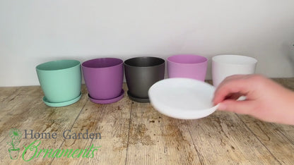Plant Pots Indoor Matte Surface With Saucer Set of 4 Sizes 14/16/18/20cm
