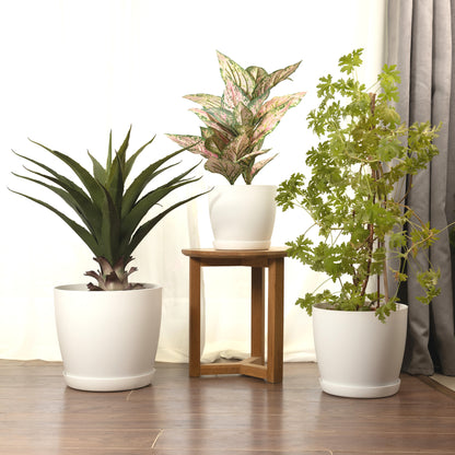 Plant Pots Indoor Matte Set of 3 Sizes 20/25/30cm – Large Plant Pot with Plant Saucer